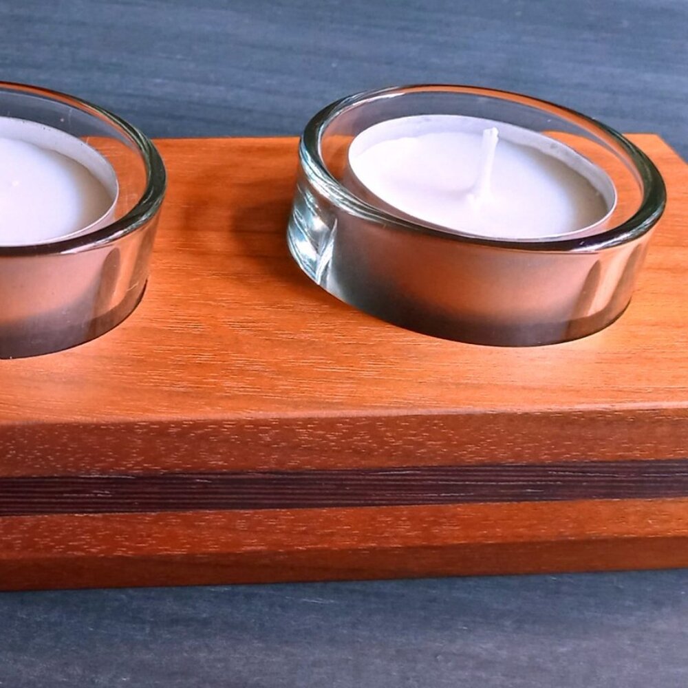 SOLD!!! -  Finely Crafted Handsome Handmade Walnut & Wenge Wood Tealight Holder - Picture 3 of 11